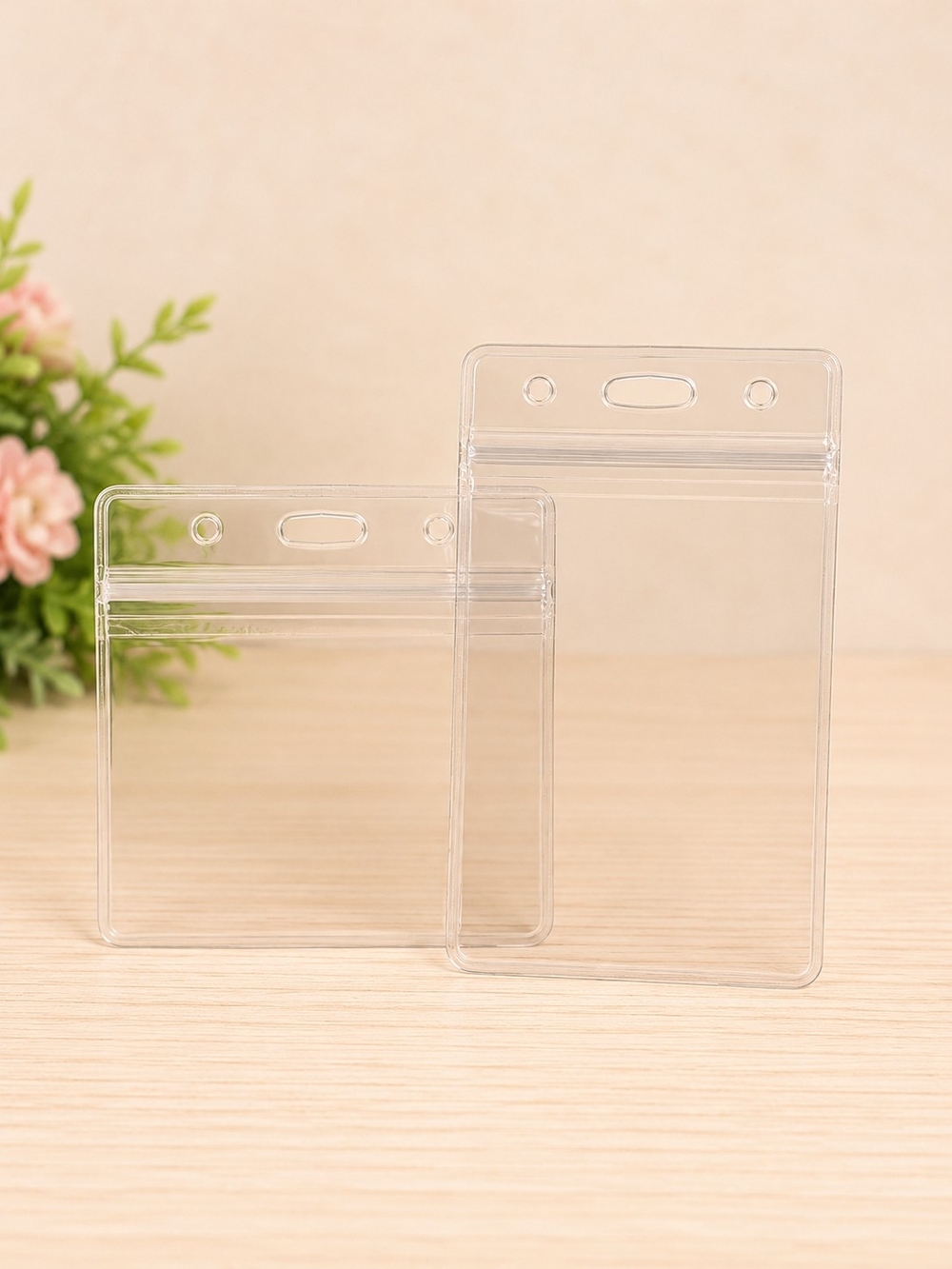 Clear ID Badge Holder with Top Slot, To Go With Badge Reels, Set Of 2